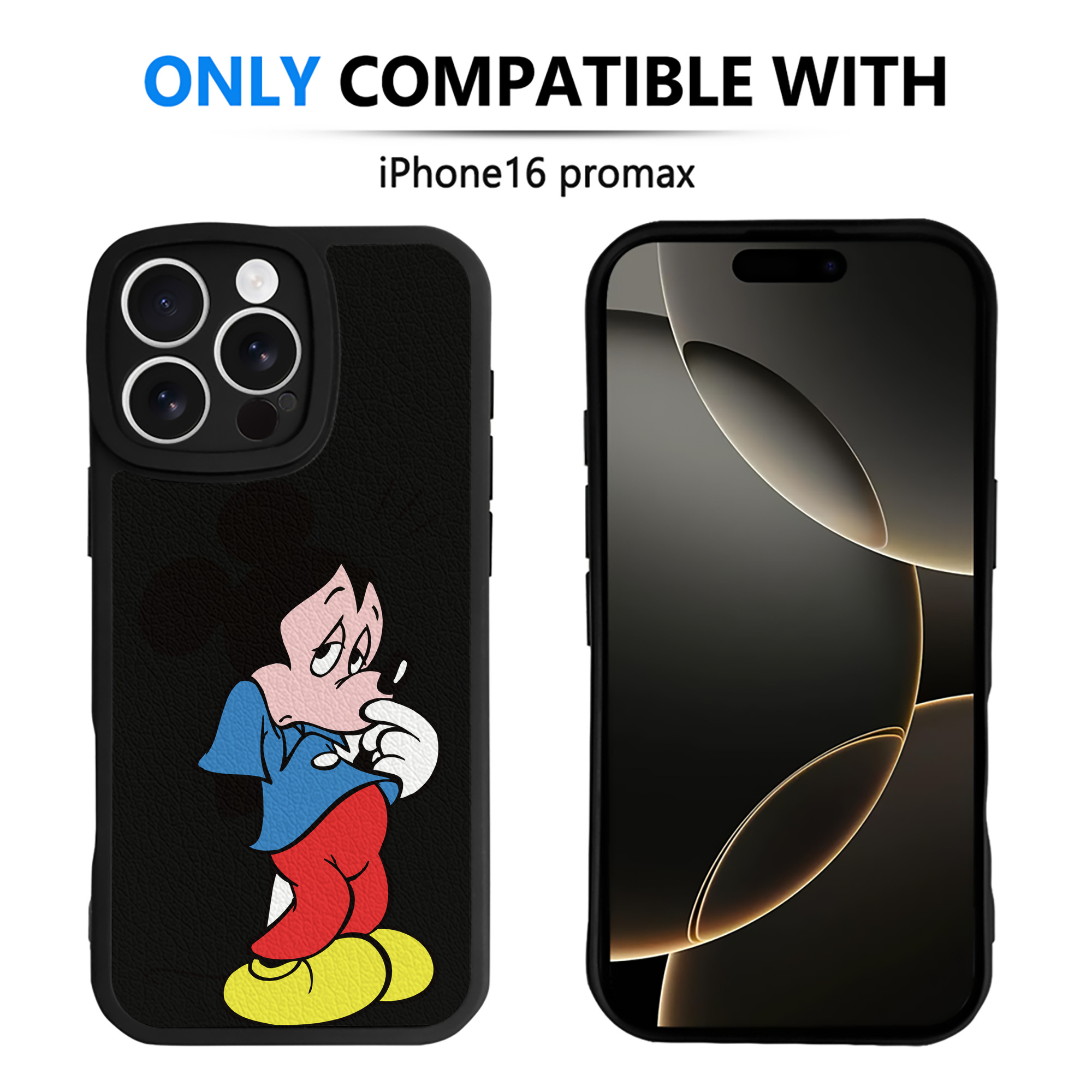 （画像用） ミッキーマウス Mickey Mouse 【iPhone 16シリーズ対応】シリコンスマホケース（レザー調） 材質：シリコン